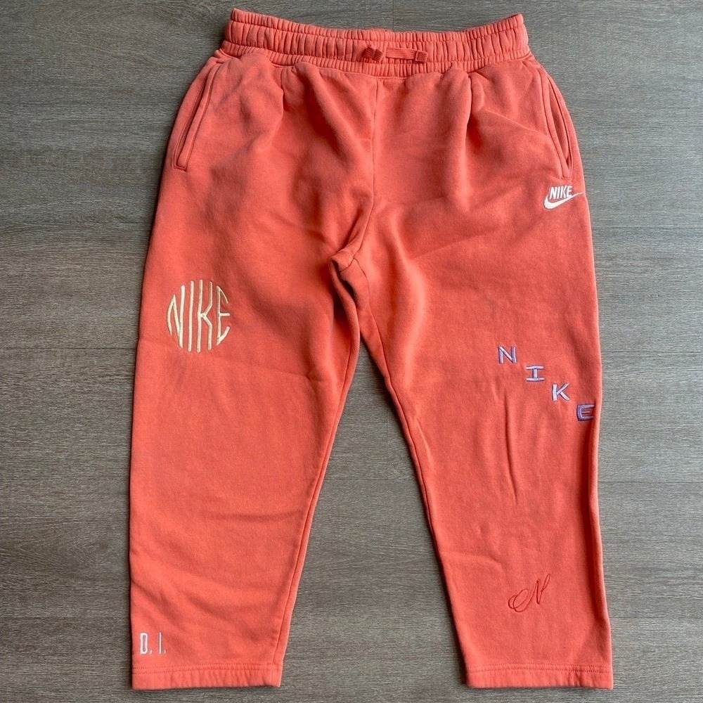 Nike Girl's Large Orange Crop Sweatpants with Embroidered Logo Detail 1220
